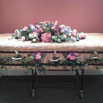 Casket spray, seasonal flowers
