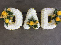 DAD massed lettering funeral tribute