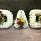 DAD massed lettering funeral tribute
