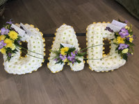 DAD massed lettering funeral tribute