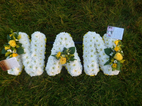 NAN lettering funeral tribute